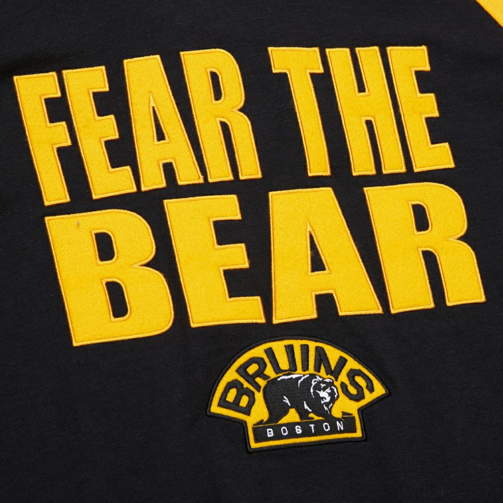 Boston Bruins Mitchell & Ness Legendary Slub Raglan Long Sleeve T-Shirt Black/Gold