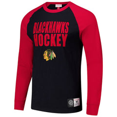 Chicago Blackhawks Mitchell & Ness Legendary Slub Raglan Long Sleeve T-Shirt Black/Red