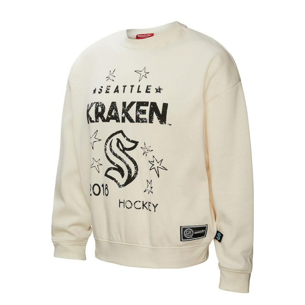 Seattle Kraken Mitchell & Ness Women's Logo 3.0 Pullover Sweatshirt Cream
