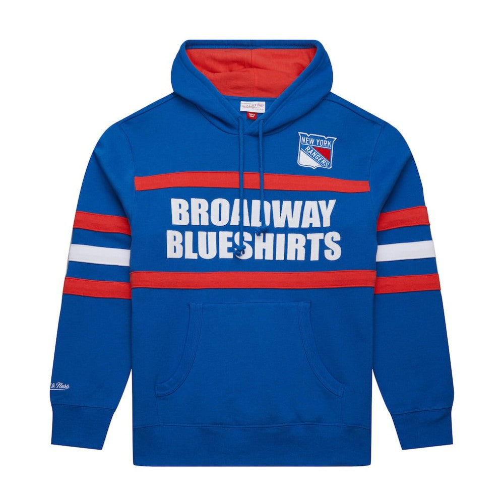 New York Rangers Mitchell & Ness Head Coach Slogan Pullover Hoodie Blue