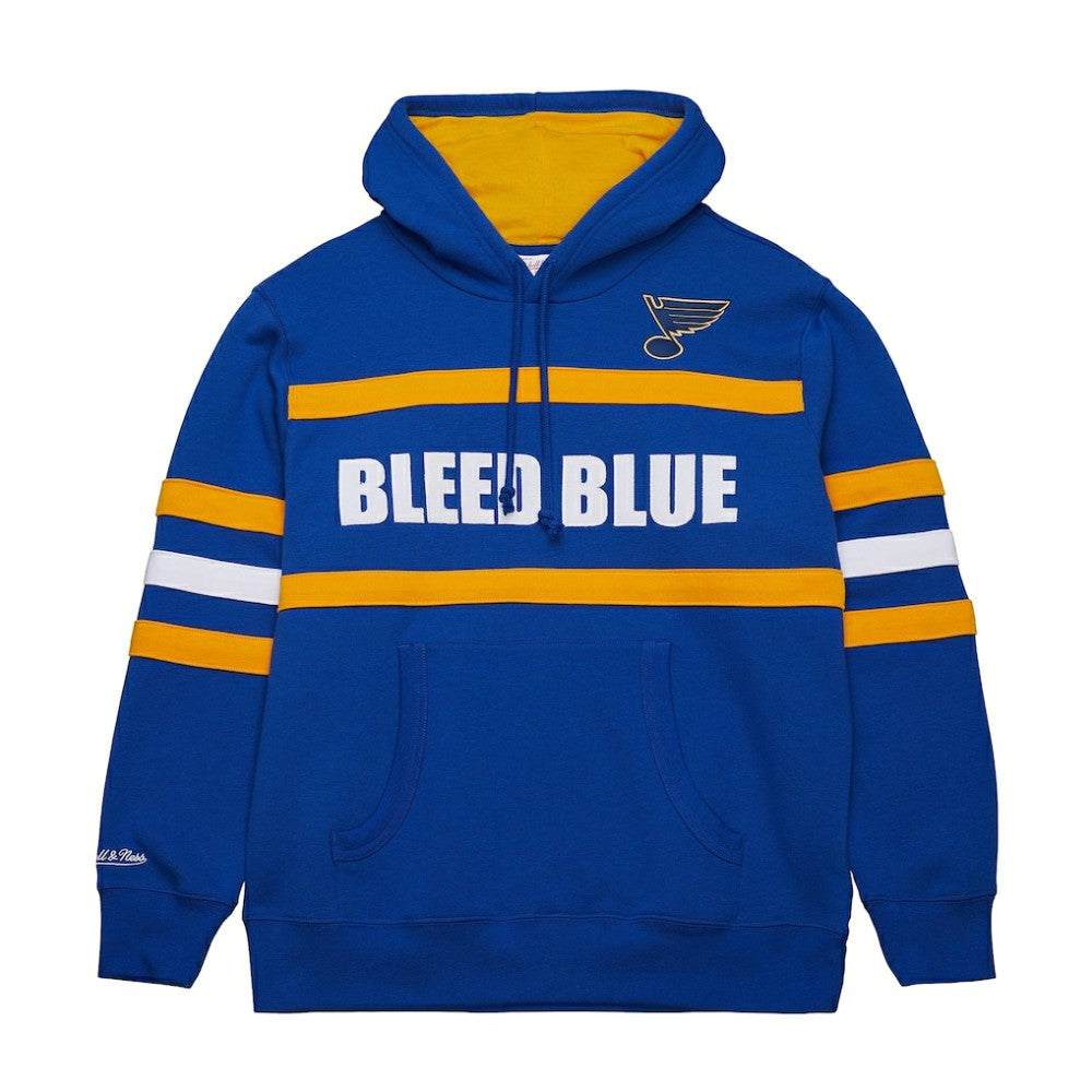 St. Louis Blues Mitchell & Ness Head Coach Slogan Pullover Hoodie Blue