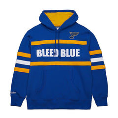 St. Louis Blues Mitchell & Ness Head Coach Slogan Pullover Hoodie Blue