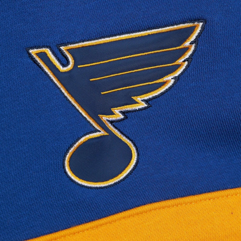 St. Louis Blues Mitchell & Ness Head Coach Slogan Pullover Hoodie Blue