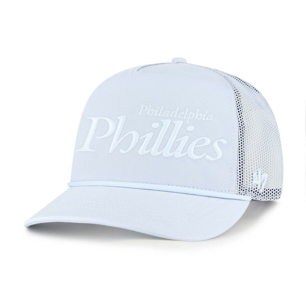 Philadelphia Phillies Foundation Script Hitch Adjustable Trucker Hat - Light Blue | 47 brand