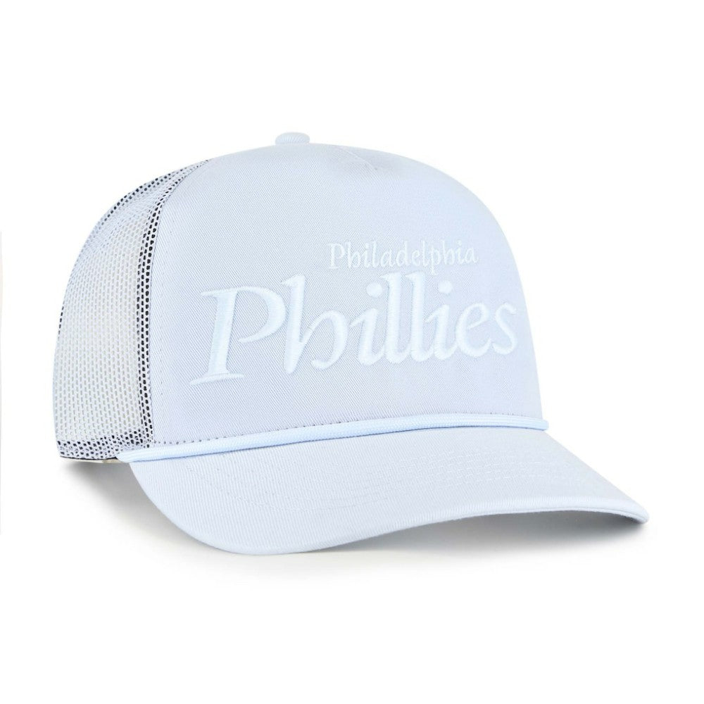 Philadelphia Phillies Foundation Script Hitch Adjustable Trucker Hat - Light Blue | 47 brand