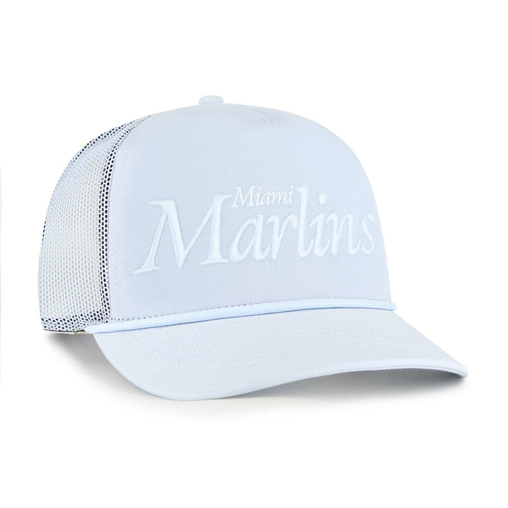 Miami Marlins Foundation Script Hitch Adjustable Trucker Hat - Light Blue | 47 brand