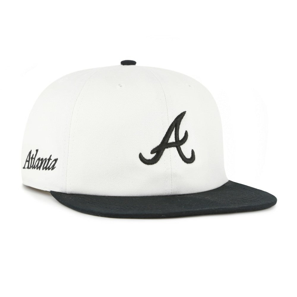 Atlanta Braves Foundation Captain Snapback Hat - White/Black | 47 brand