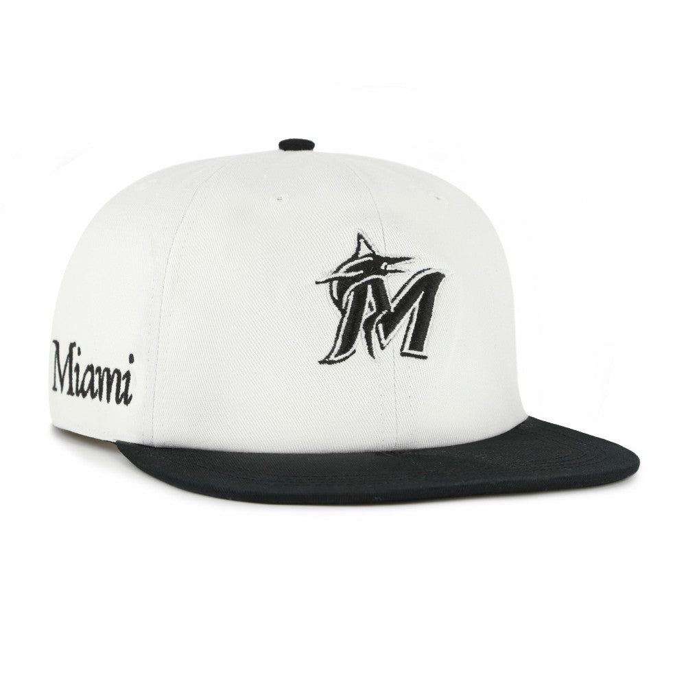 Miami Marlins Foundation Captain Snapback Hat - White/Black | 47 brand