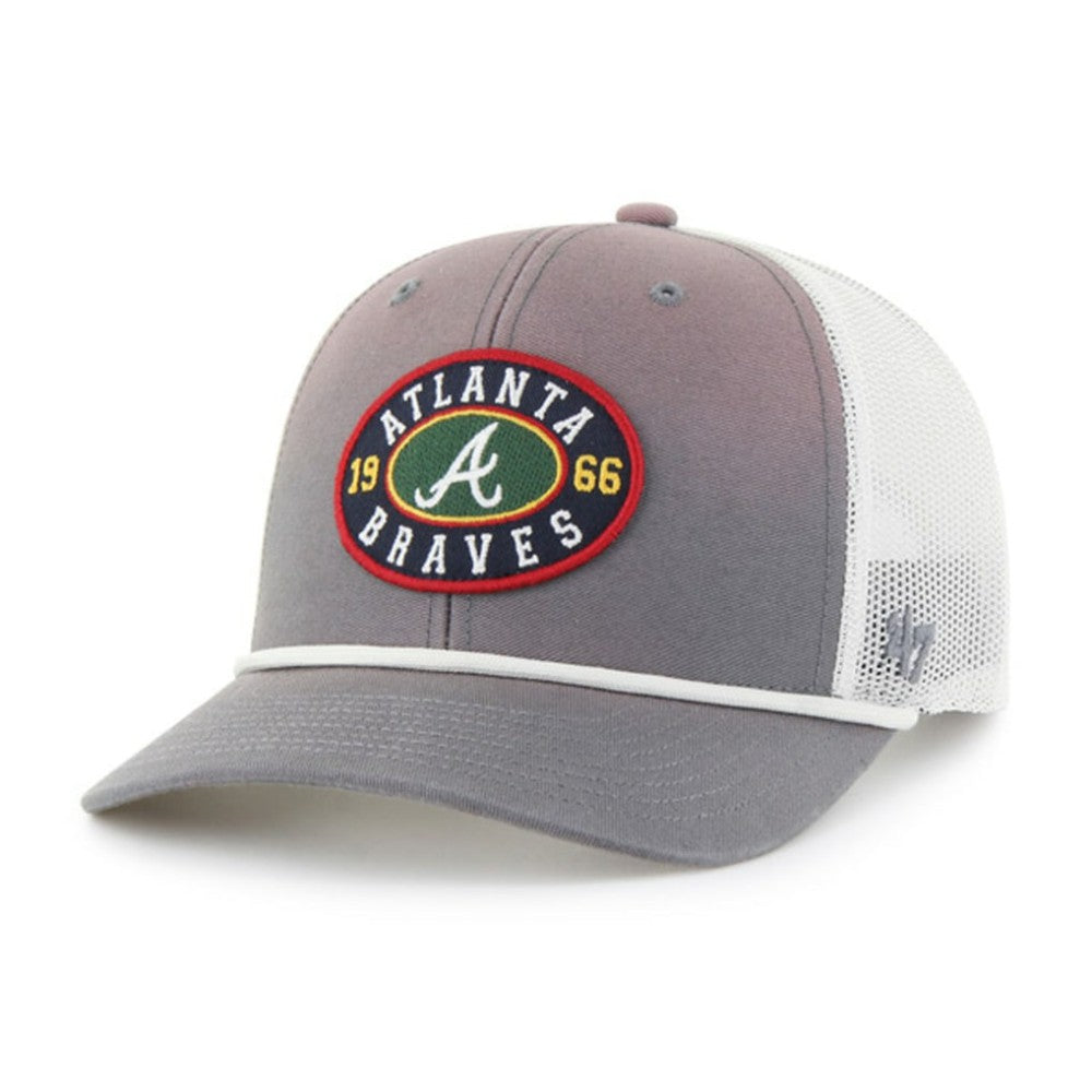 Atlanta Braves Tide Sweep Rope Trucker Adjustable Hat - Gray/White | 47 brand