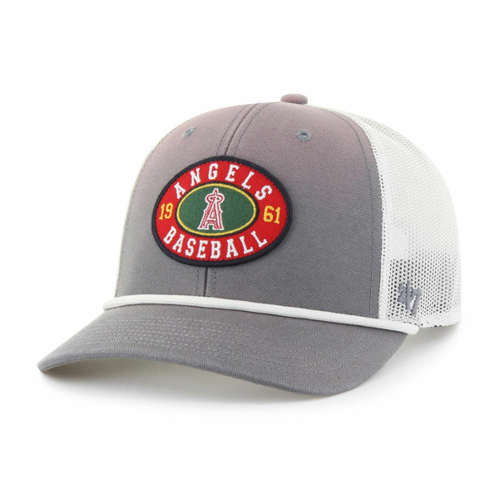 Los Angeles Angels Tide Sweep Rope Trucker Adjustable Hat - Gray/White | 47 brand