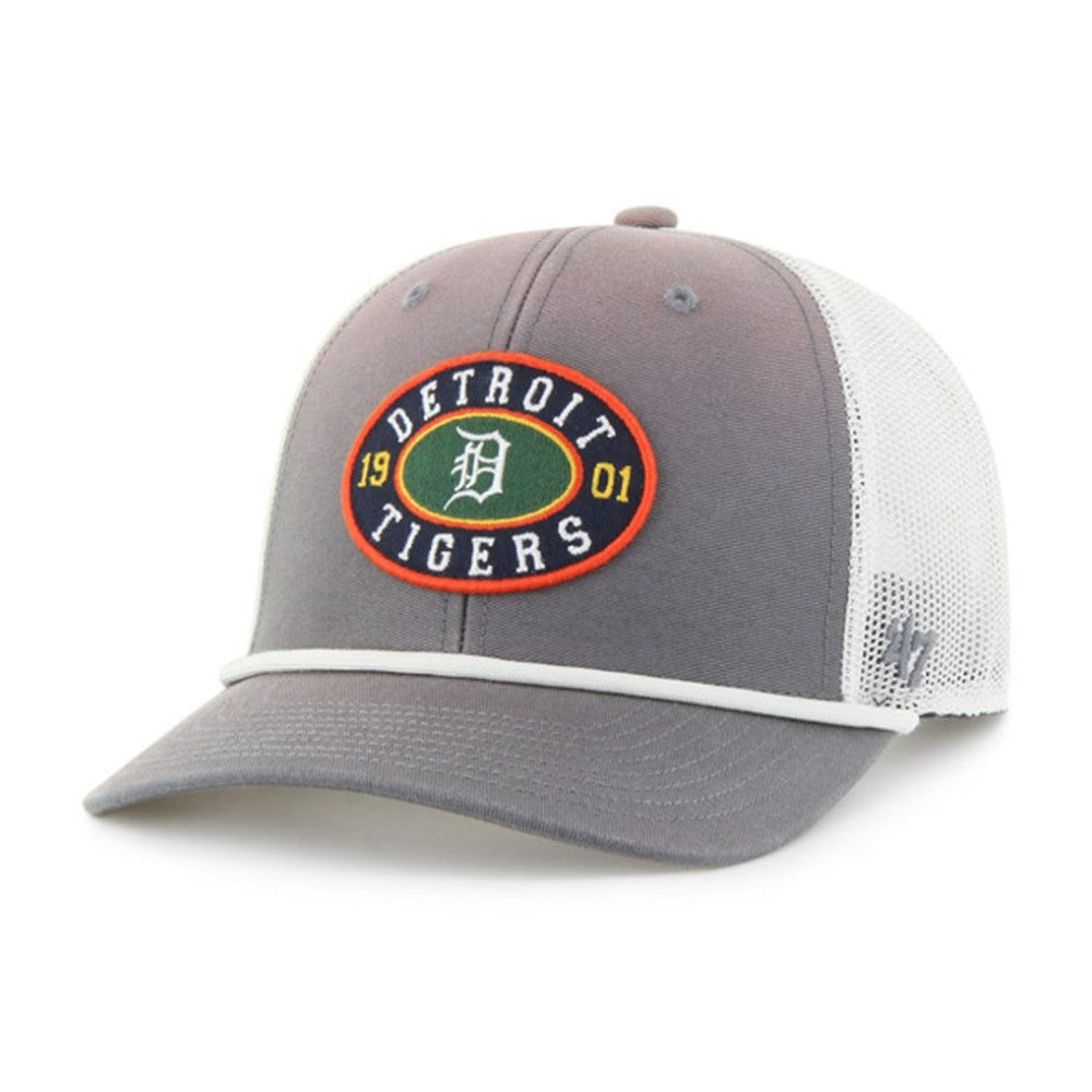 Detroit Tigers Tide Sweep Rope Trucker Adjustable Hat - Gray/White | 47 brand