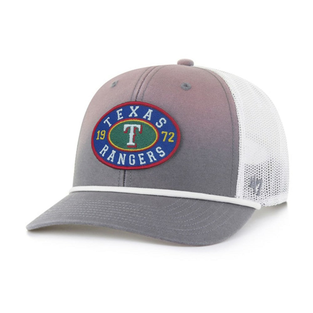 Texas Rangers Tide Sweep Rope Trucker Adjustable Hat - Gray/White | 47 brand