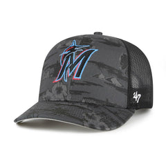 Miami Marlins Fiji Trucker Adjustable Hat - Black | 47 brand