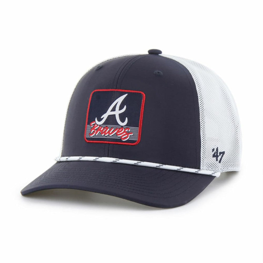 Atlanta Braves Scratch Adjustable Trucker Hat - Navy/White | 47 brand