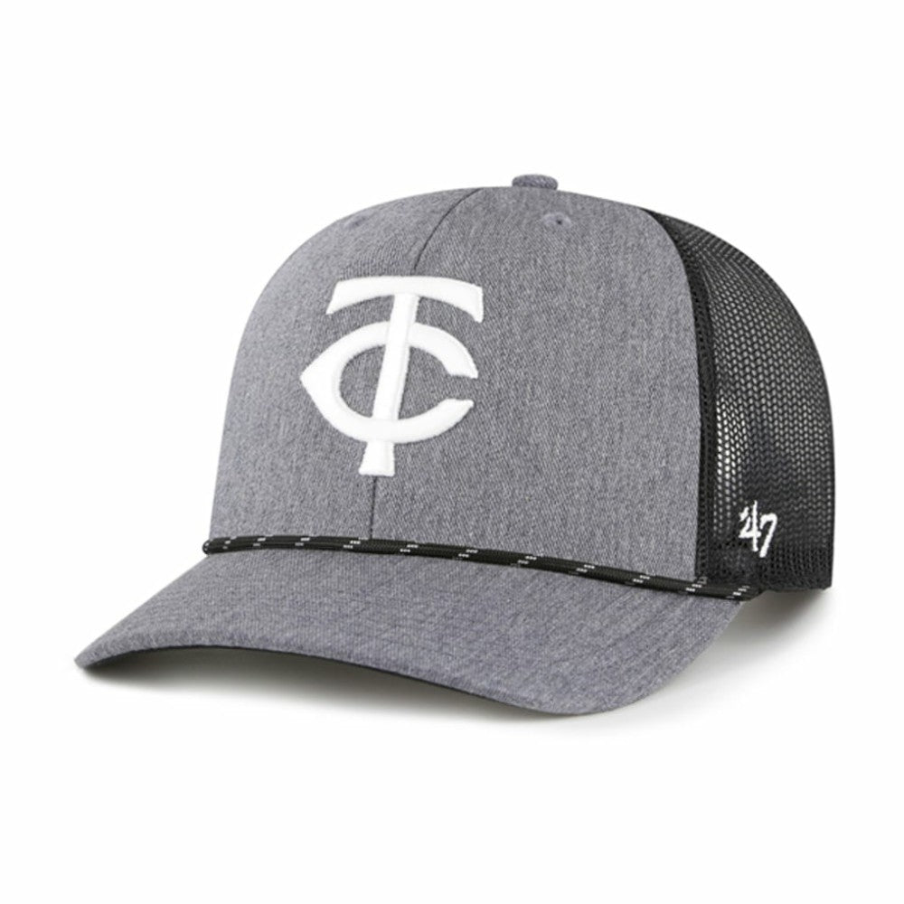 Minnesota Twins Carbon Rope Trucker Adjustable Hat - Charcoal | 47 brand