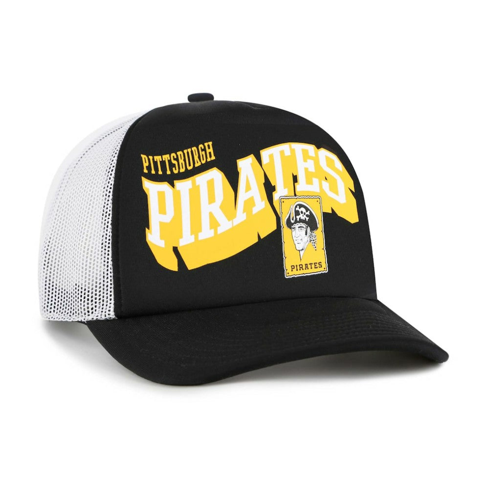 Pittsburgh Pirates Meander Foam Trucker Snapback Hat - Black | 47 brand