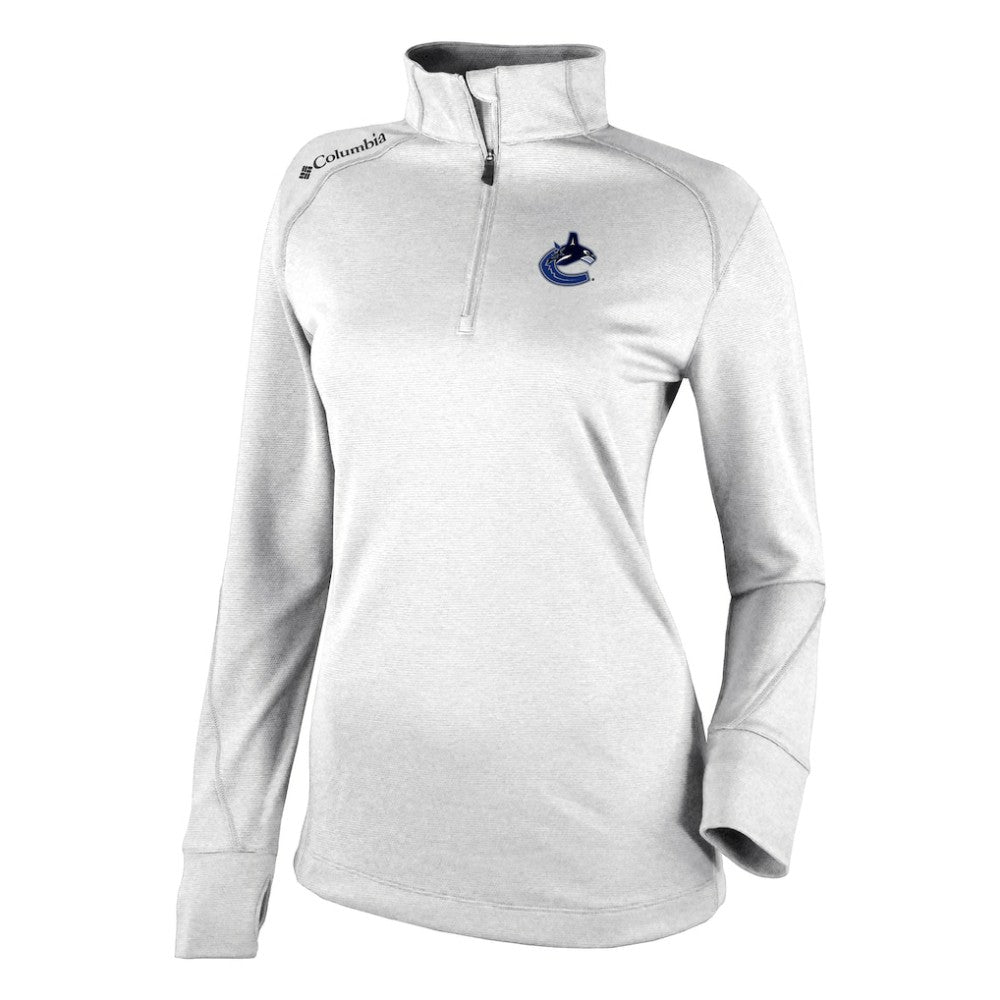 Vancouver Canucks Columbia Women's Omni-Wick Shotgun 2.0 Quarter-Zip Pullover Top White