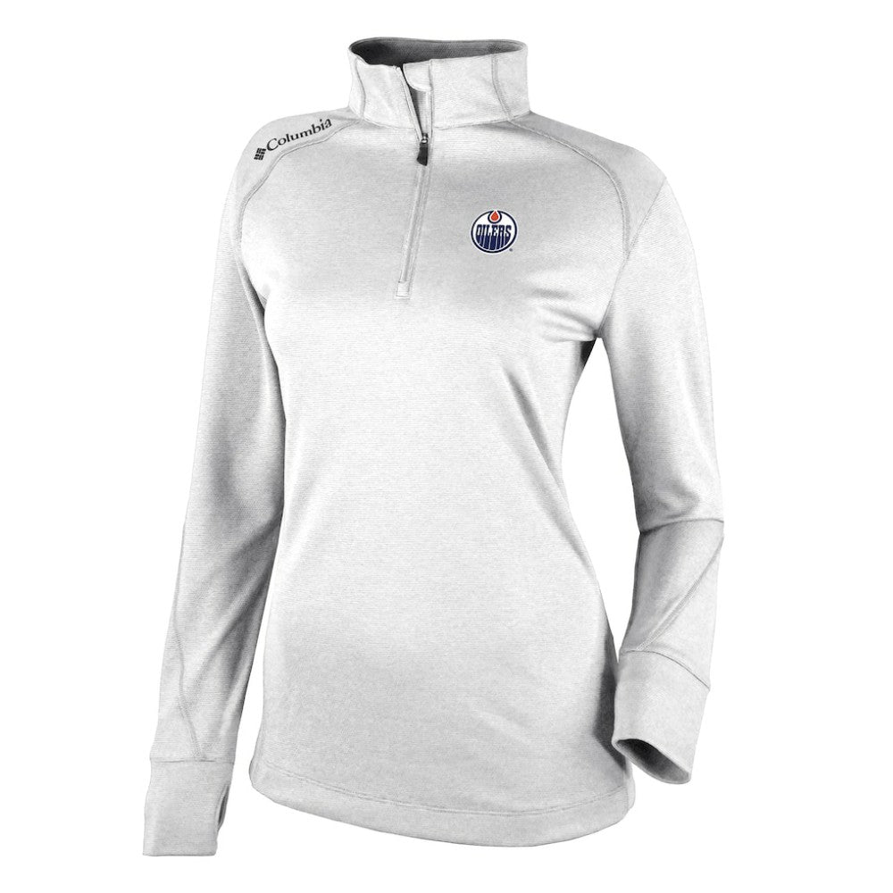 Edmonton Oilers Columbia Women's Omni-Wick Shotgun 2.0 Quarter-Zip Pullover Top White