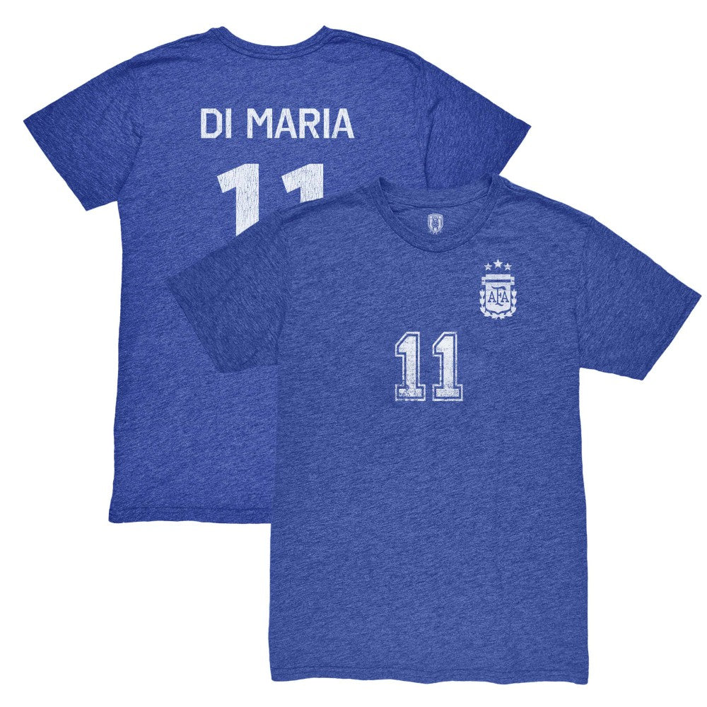 Angel Di Maria Argentina National Team 1863FC Retro Player Tri-Blend T-Shirt - Blue sale