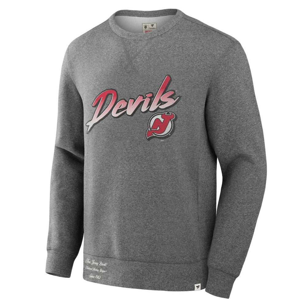 New Jersey Devils Fanatics Decades Collection Legendary Fleece Pullover Sweatshirt Heather Gray