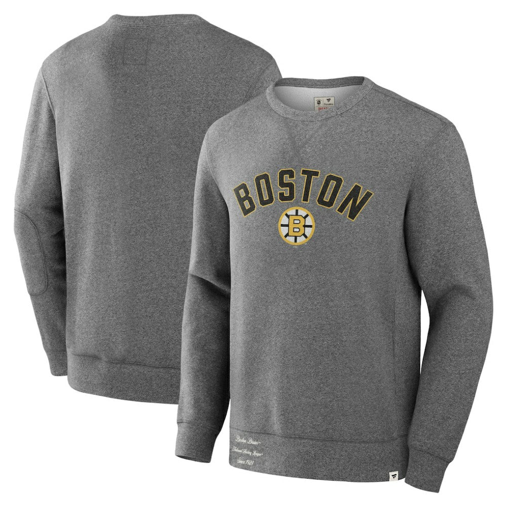Boston Bruins Fanatics Decades Collection Legendary Fleece Pullover Sweatshirt Heather Gray