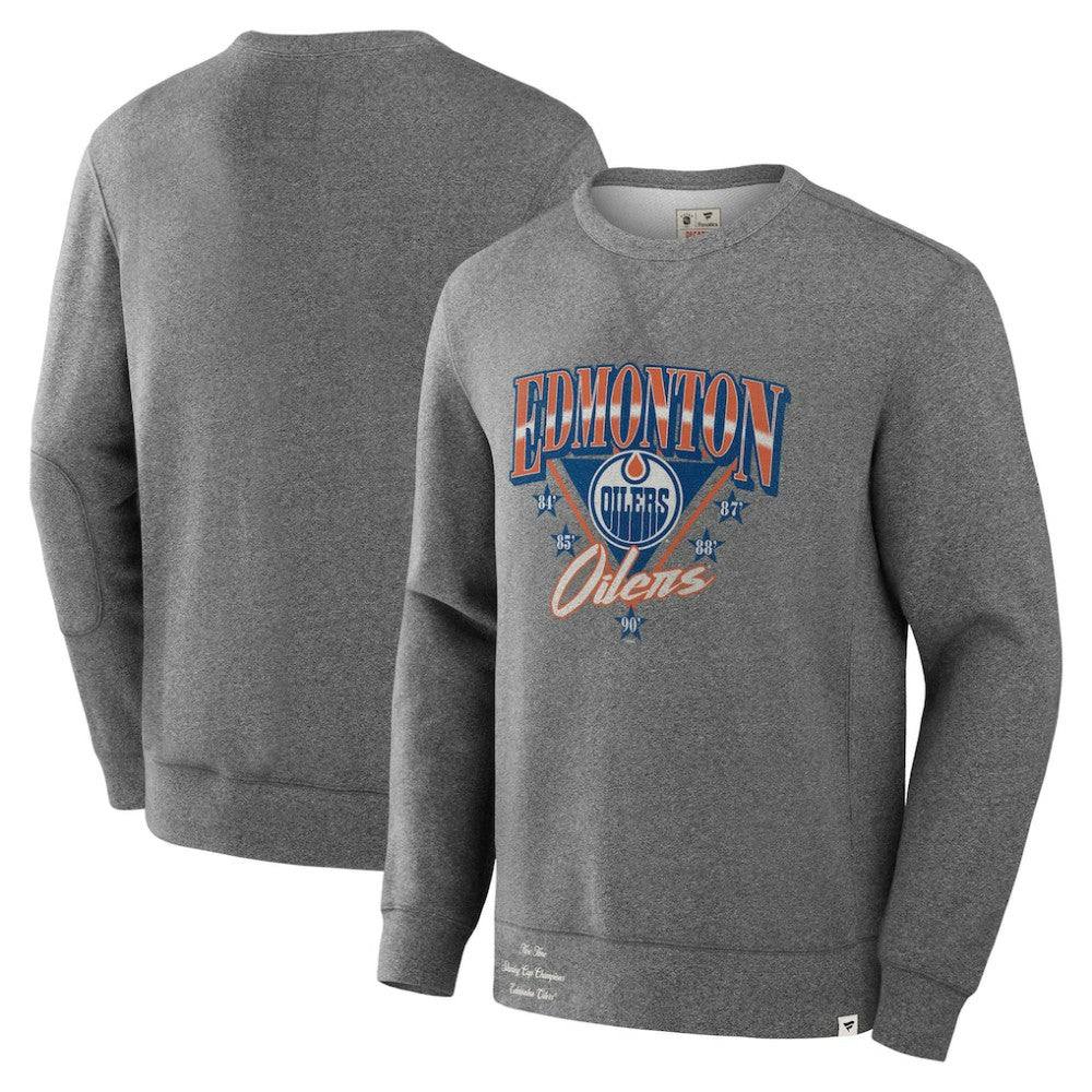 Edmonton Oilers Fanatics Decades Collection Legendary Fleece Pullover Sweatshirt Heather Gray