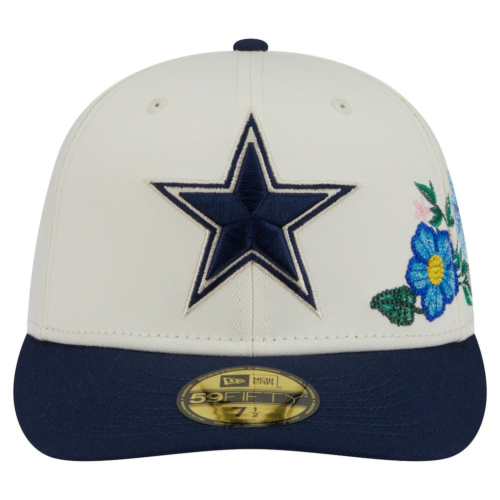 Dallas Cowboys New Era Tonal Florals 59FIFTY Fitted Hat - Cream/Navy for sale
