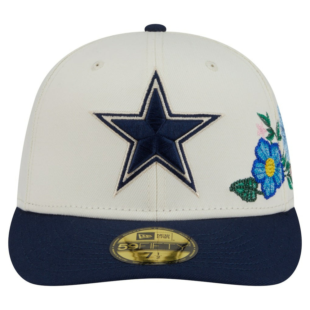 Dallas Cowboys New Era Tonal Florals 59FIFTY Fitted Hat - Cream/Navy for sale