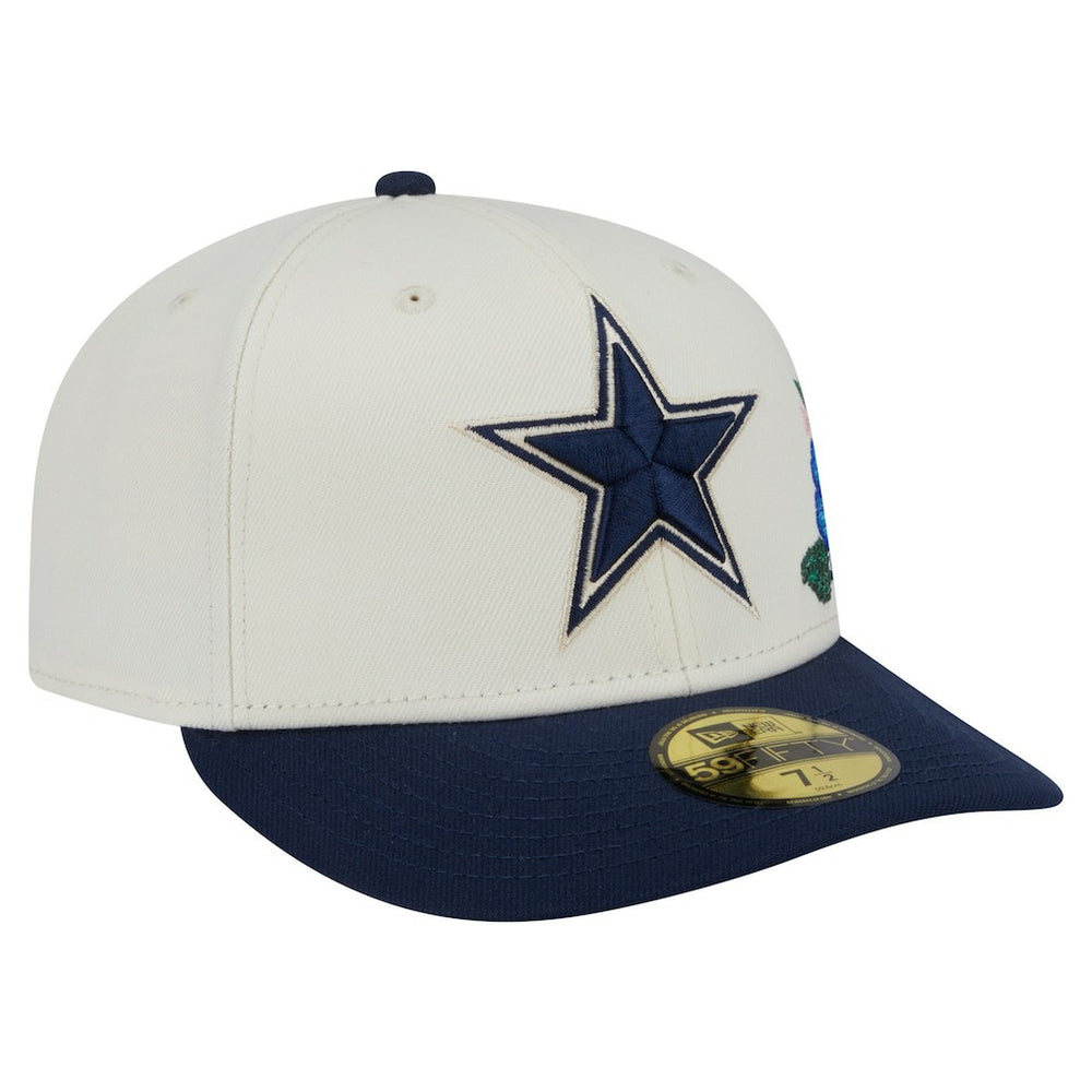 Dallas Cowboys New Era Tonal Florals 59FIFTY Fitted Hat - Cream/Navy for sale