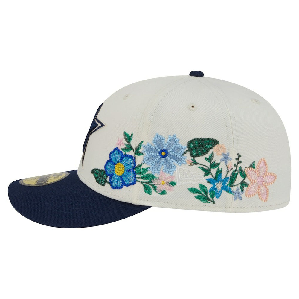 Dallas Cowboys New Era Tonal Florals 59FIFTY Fitted Hat - Cream/Navy for sale