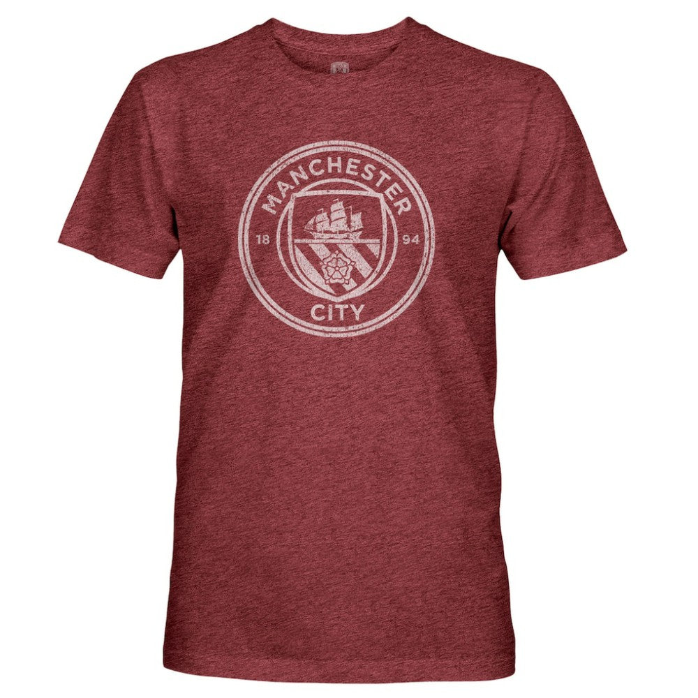 Manchester City 1863FC Mono Badge Retro Tri-Blend T-Shirt - Maroon outlet
