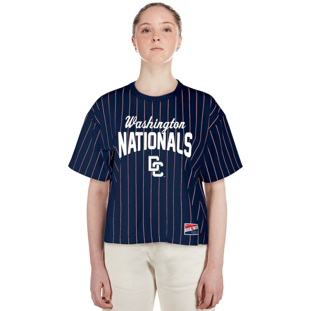 Washington Nationals Women's 2025 City Connect Pinstripe T-Shirt - Navy | New Era