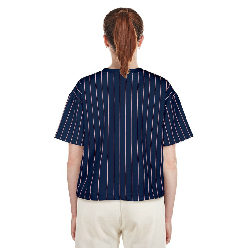 Washington Nationals Women's 2025 City Connect Pinstripe T-Shirt - Navy | New Era