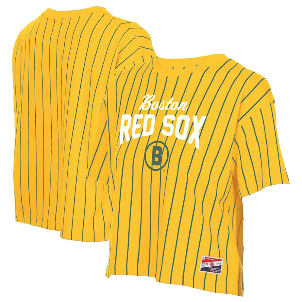 Boston Red Sox Women's 2025 City Connect Pinstripe T-Shirt - Yellow | New Era