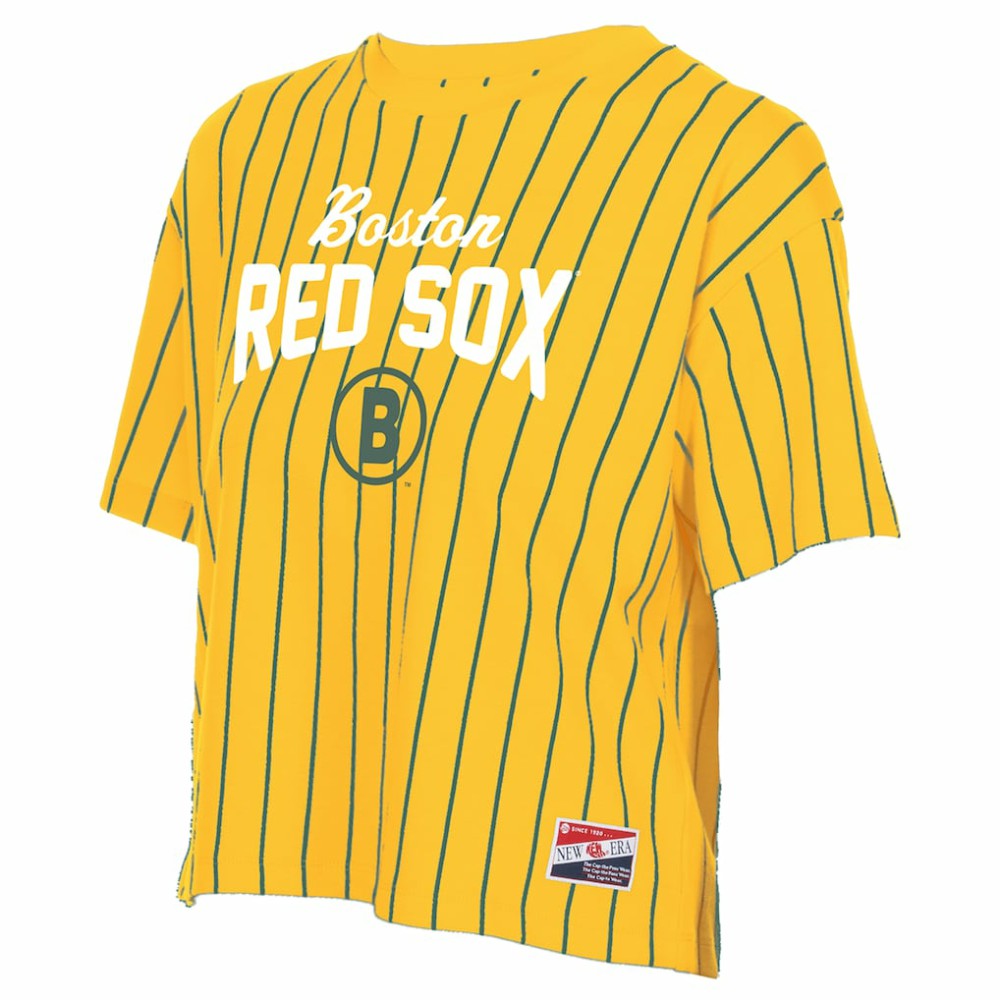 Boston Red Sox Women's 2025 City Connect Pinstripe T-Shirt - Yellow | New Era