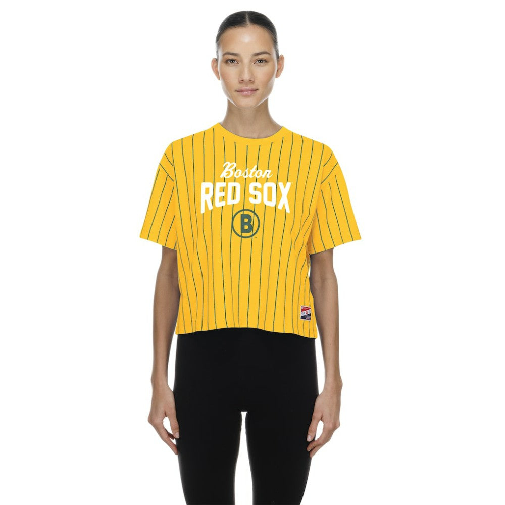 Boston Red Sox Women's 2025 City Connect Pinstripe T-Shirt - Yellow | New Era