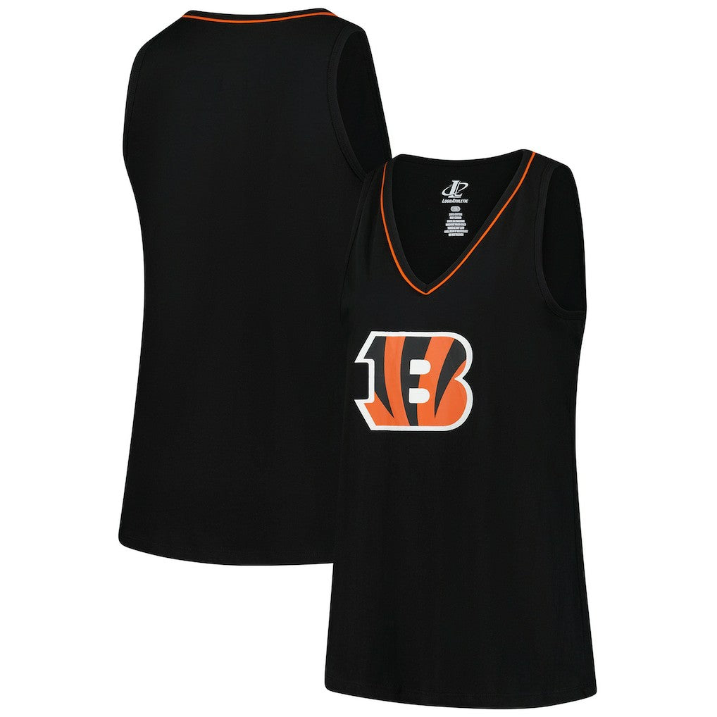 Cincinnati Bengals Logo Athletic Women's Plus Size Stellar Win V-Neck Tank Top - Black cheap