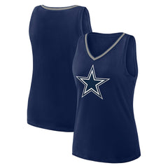 Dallas Cowboys Logo Athletic Women's Plus Size Stellar Win V-Neck Tank Top - Navy discount