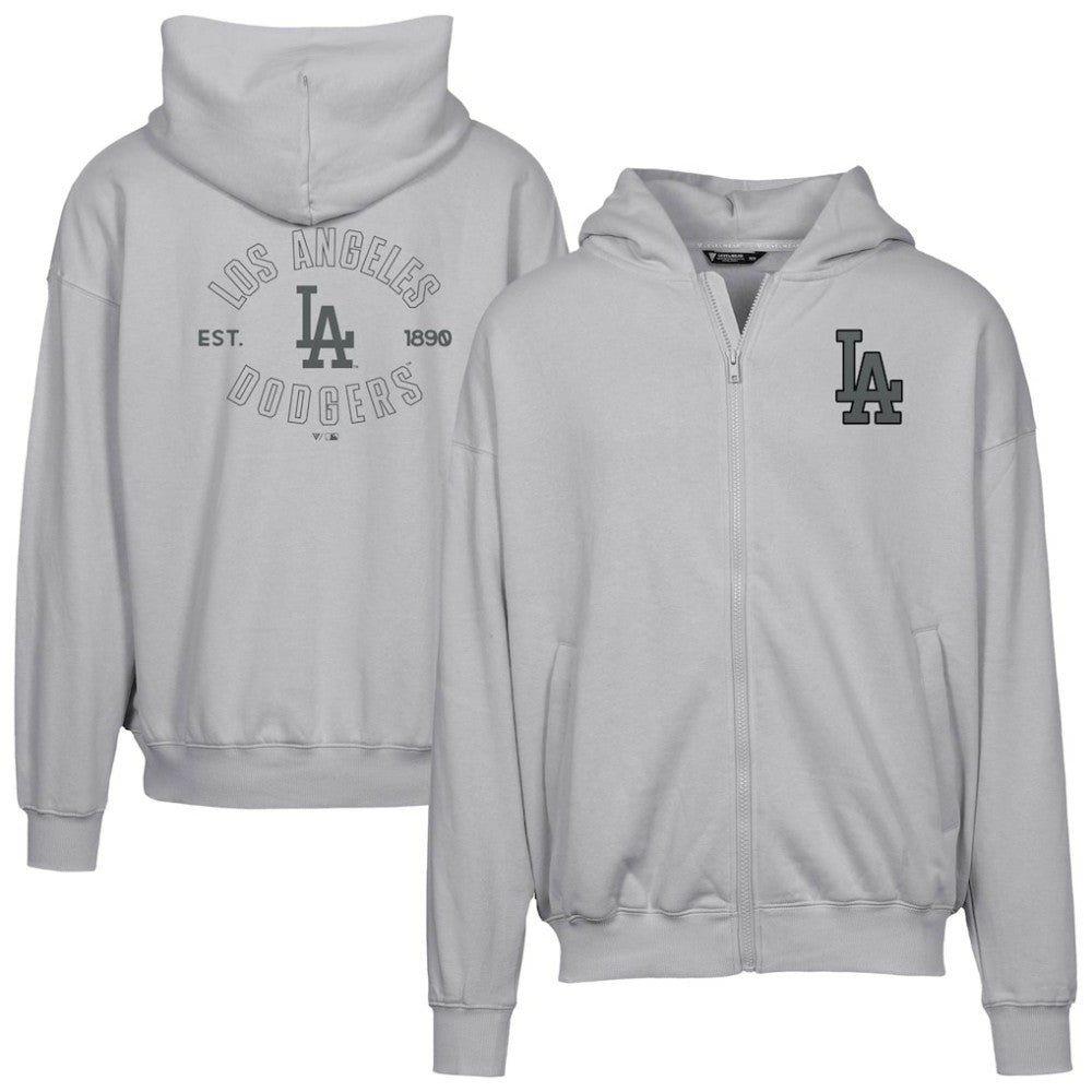 Los Angeles Dodgers Levelwear Uphill Abyssal Full-Zip Hoodie - Gray