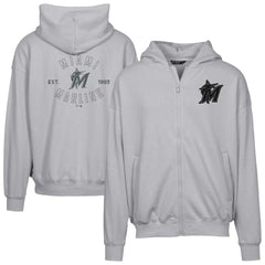 Miami Marlins Levelwear Uphill Abyssal Full-Zip Hoodie - Gray