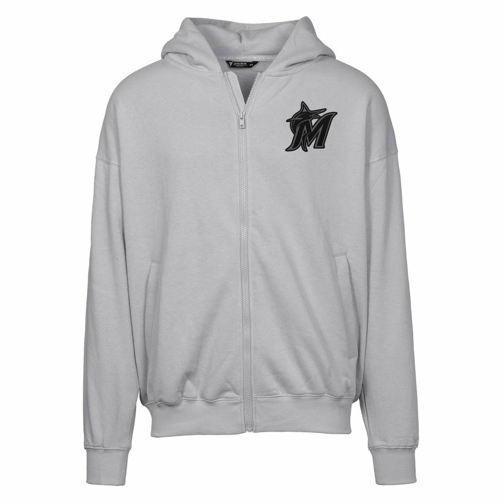 Miami Marlins Levelwear Uphill Abyssal Full-Zip Hoodie - Gray