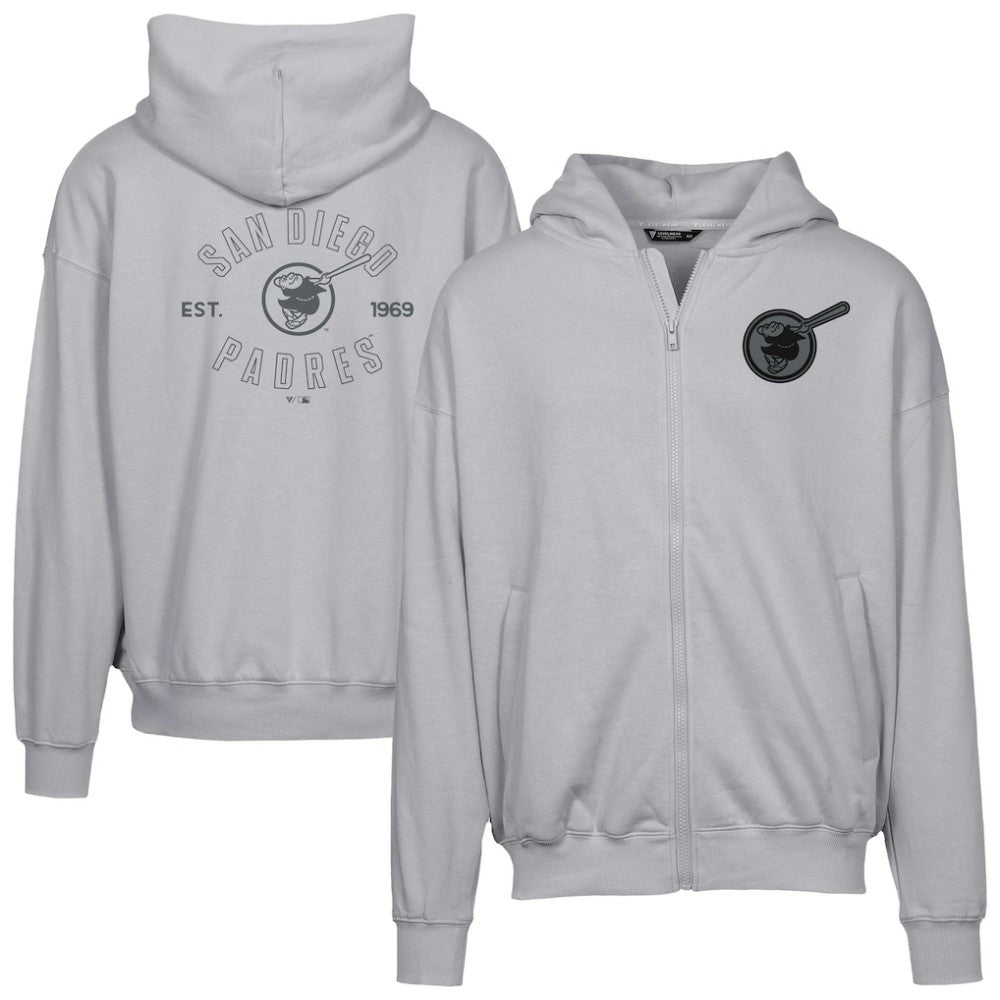 San Diego Padres Levelwear Uphill Abyssal Full-Zip Hoodie - Gray