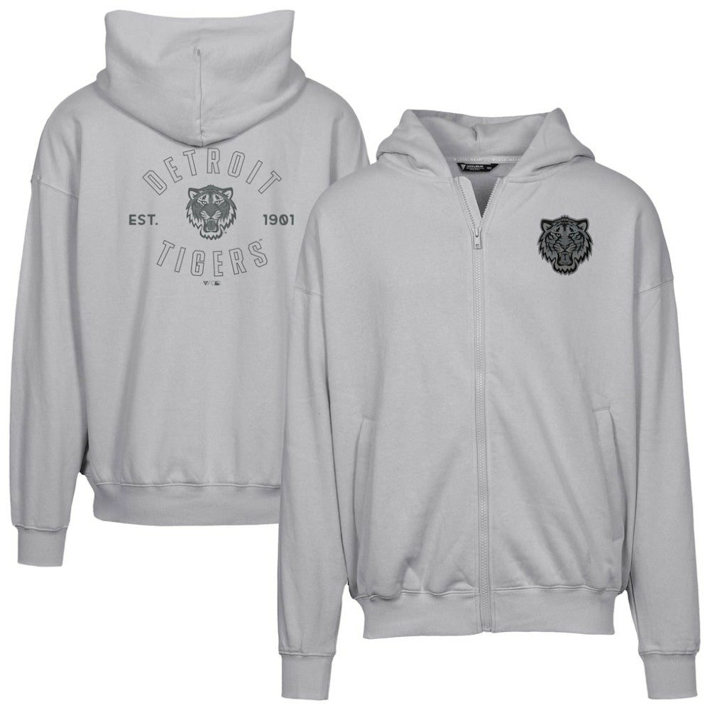 Detroit Tigers Levelwear Uphill Abyssal Full-Zip Hoodie - Gray