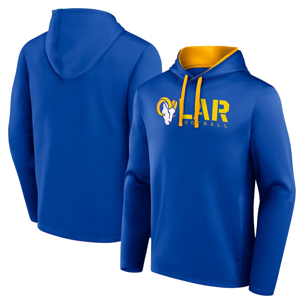 Los Angeles Rams Logo Athletic Head Start Pullover Hoodie - Royal cheap