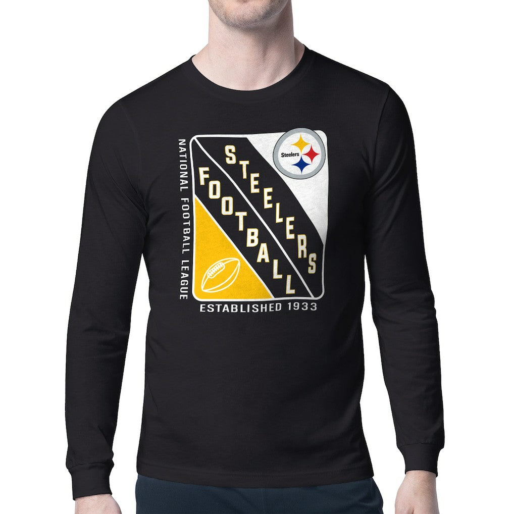 Pittsburgh Steelers Starter Shield Logo Long Sleeve T-Shirt - Black on sale
