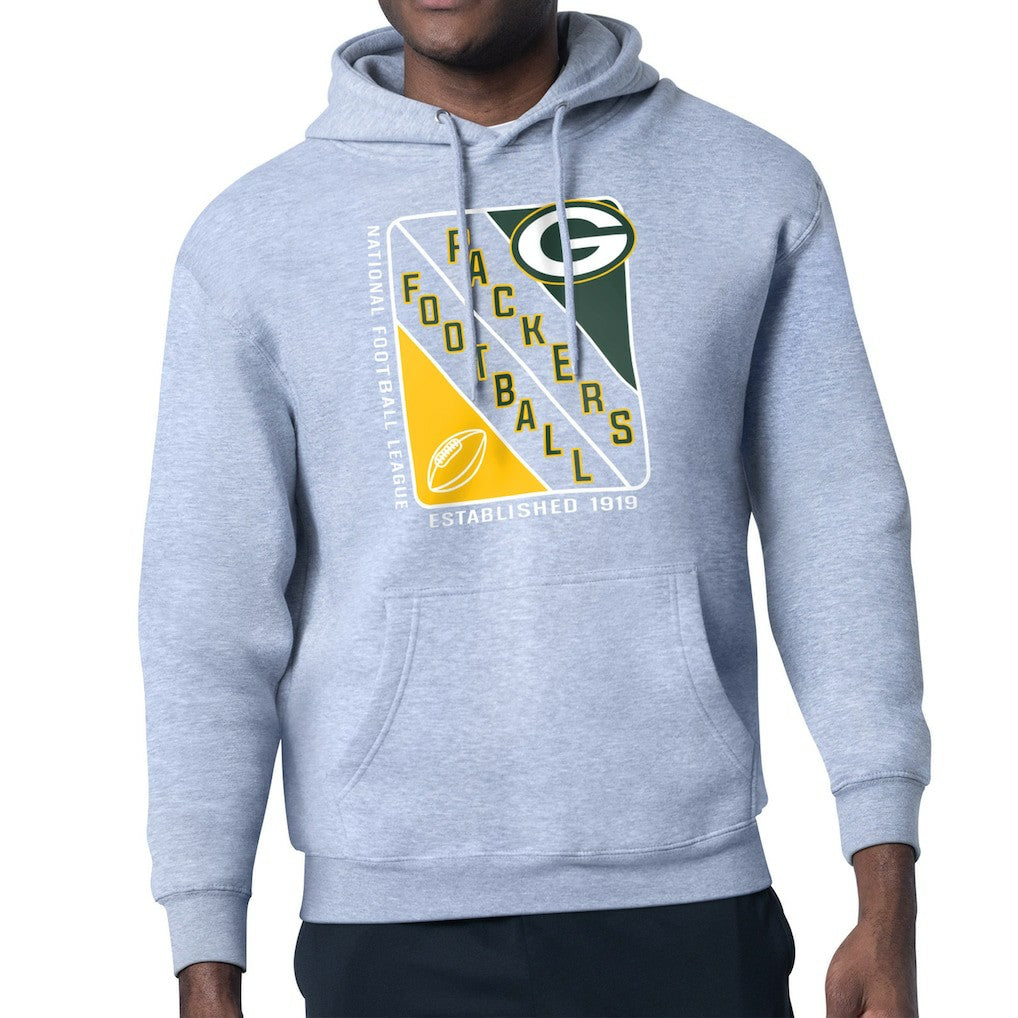 Green Bay Packers Starter Shield Logo Pullover Hoodie - Heather Gray outlet