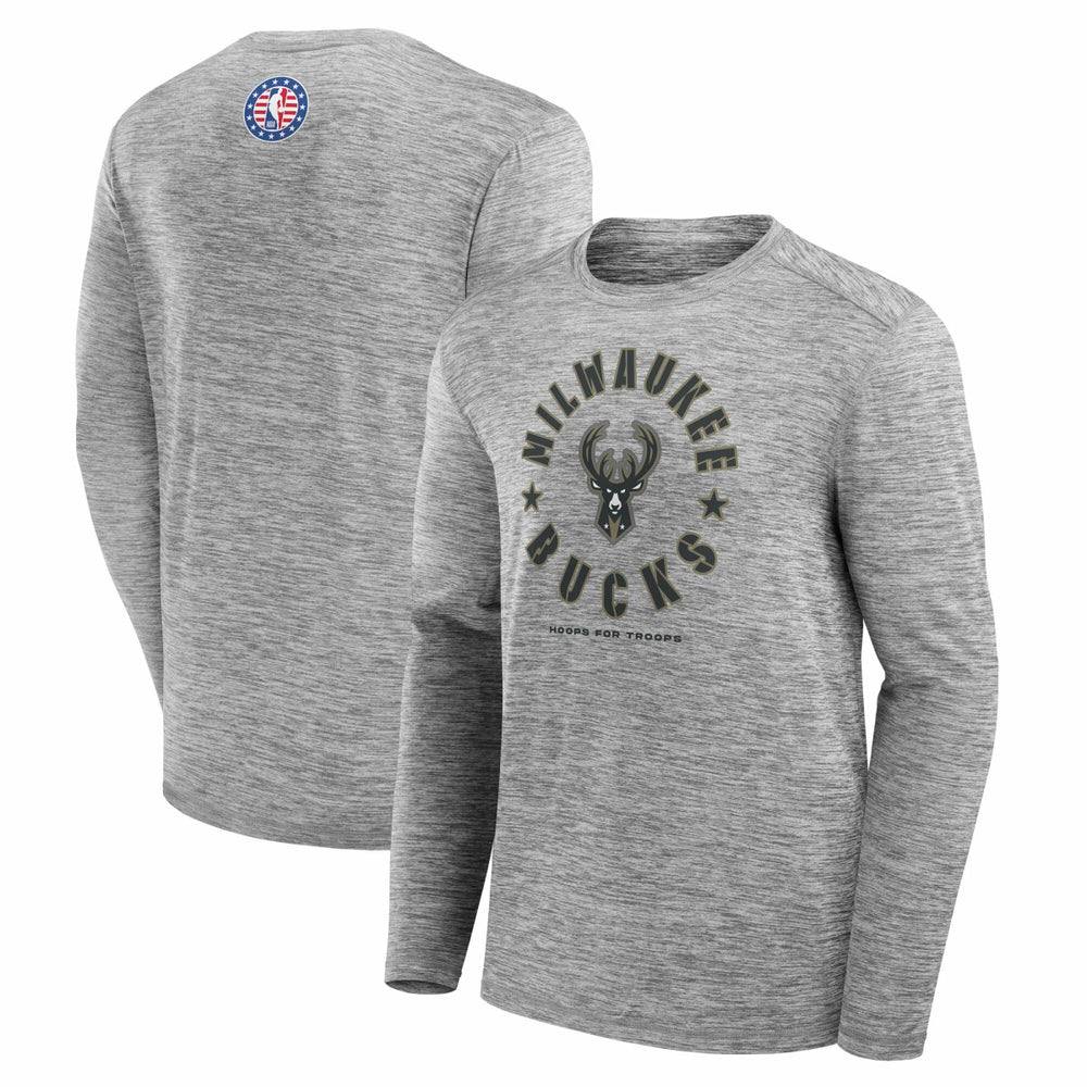 Milwaukee Bucks NBA Hoops for Troops Long Sleeve T-Shirt - Heather Gray | Fanatics cheap