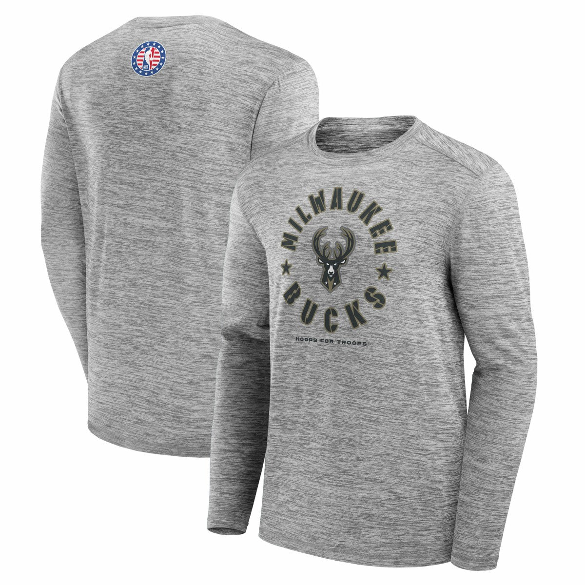 Milwaukee Bucks NBA Hoops for Troops Long Sleeve T-Shirt - Heather Gray | Fanatics cheap