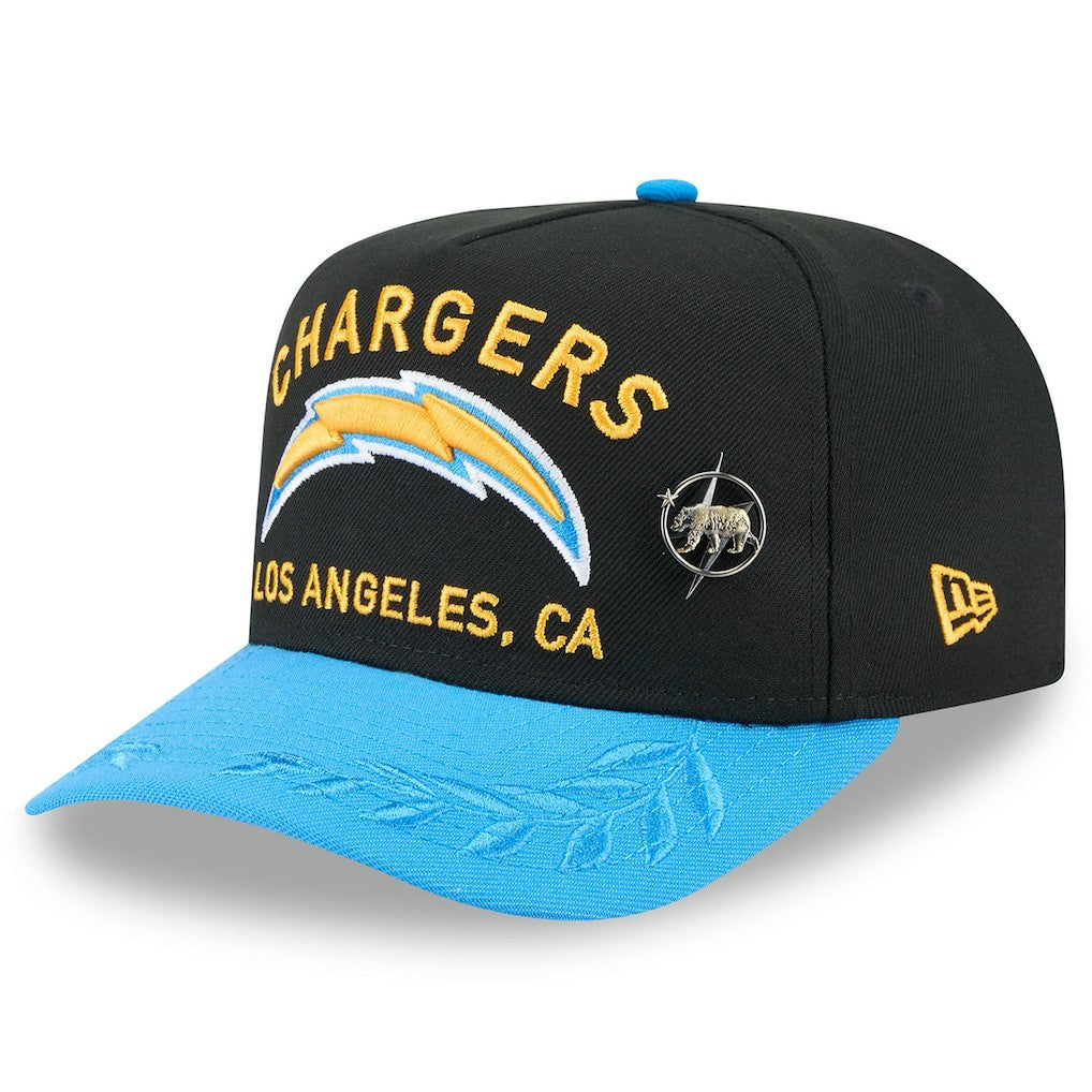 Los Angeles Chargers New Era 2025 NFL Draft On Stage A-Frame 59FIFTY Fitted Hat - Black/Powder Blue cheap