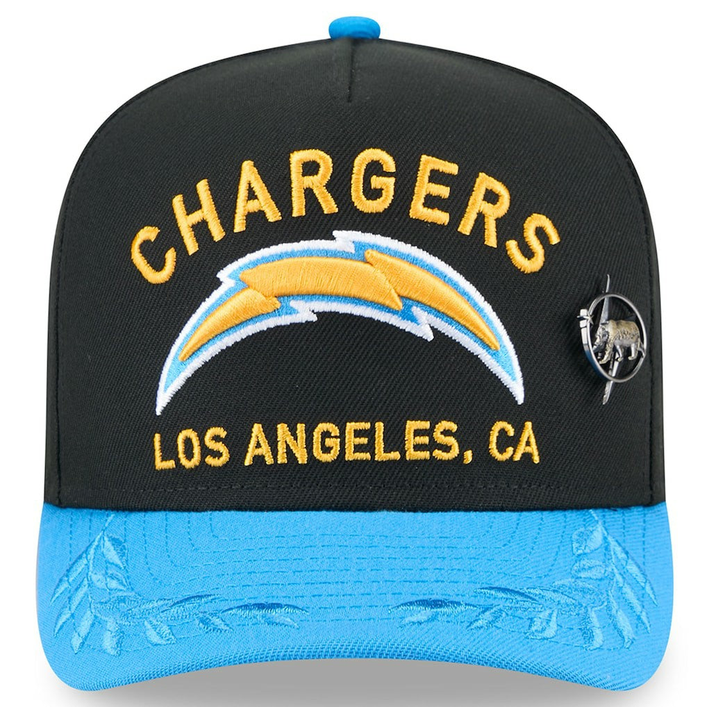 Los Angeles Chargers New Era 2025 NFL Draft On Stage A-Frame 59FIFTY Fitted Hat - Black/Powder Blue cheap